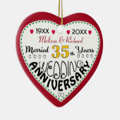 35e Jubileum cadeau hartvormige kerst Keramisch Ornament (Rechts)