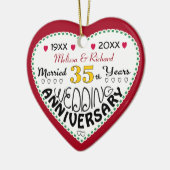 35e Jubileum cadeau hartvormige kerst Keramisch Ornament (Links)