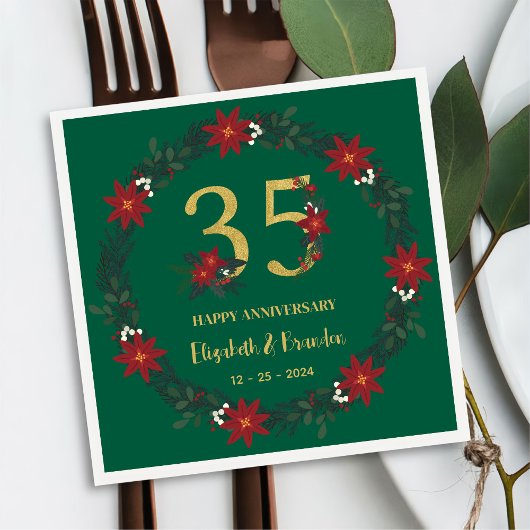 35e Jubileum gepersonaliseerde kerstservetten Servet