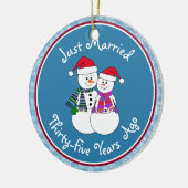 35e Jubileum Gift Fun Sneeuwpaar Kerstmis Keramisch Ornament (Links)