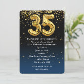 35e Jubileum Gold-ballonnen en Confetti Kaart (Staand voorkant)