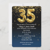 35e Jubileum Gold-ballonnen en Confetti Kaart (Voorkant)