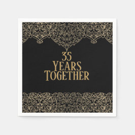 35e Jubileum Gold Lace op Black Napkins Servet