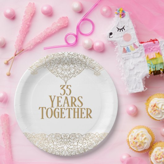 35e Jubileum Gold Lace op Bord van whitepaper (Feest)