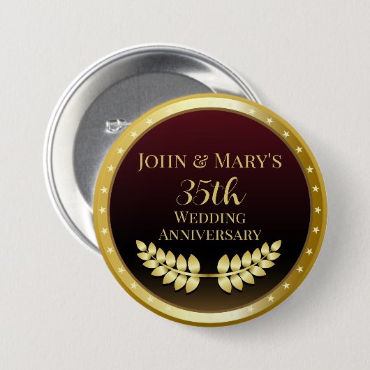 35e Jubileum Gold Medal Ronde Button 7,6 Cm (Voorkant /achterkant)