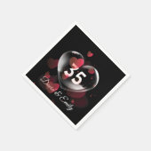 35e Jubileum hartbrok met rood hart Servet (Hoek)