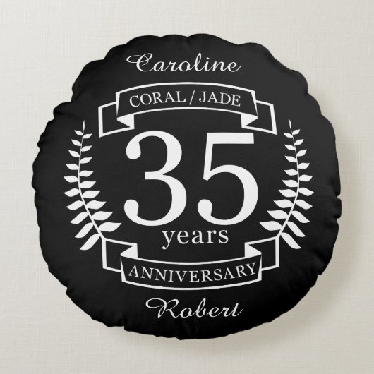 35e JUBILEUM JADE/CORAL Rond Kussen (Voorkant)