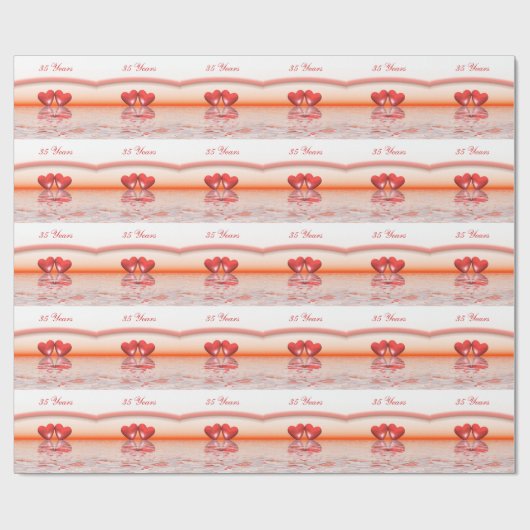 35e Jubileum koraalharten Cadeaupapier (Vlak)