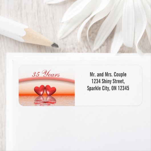 35e Jubileum koraalharten Etiket (Insitu)