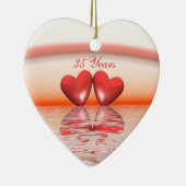 35e Jubileum koraalharten Keramisch Ornament (Rechts)