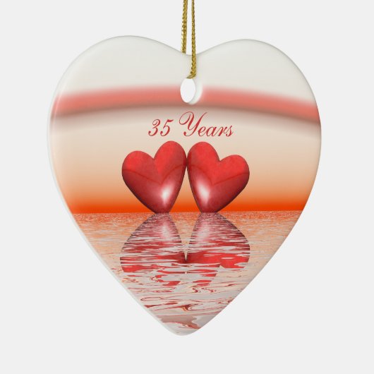 35e Jubileum koraalharten Keramisch Ornament (Rechts)