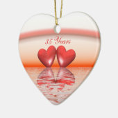 35e Jubileum koraalharten Keramisch Ornament (Links)