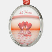 35e Jubileum koraalharten Metalen Ornament (Links)