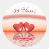 35e Jubileum koraalharten Ronde Sticker (Voorkant)
