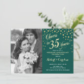 35e Jubileum met foto - Gold Emerald Green Kaart (Staand voorkant)