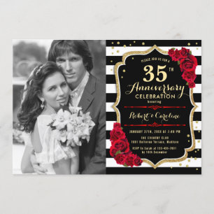 35e Jubileum met foto's - Gold Black Red Kaart
