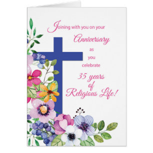 35e Jubileum Nun Religious Life Cross, Flowers
