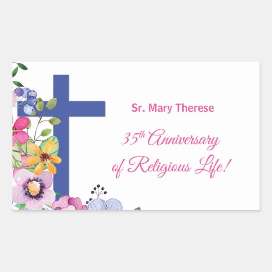 35e Jubileum Nun Religious Life personaliseren Rechthoekige Sticker (Voorkant)