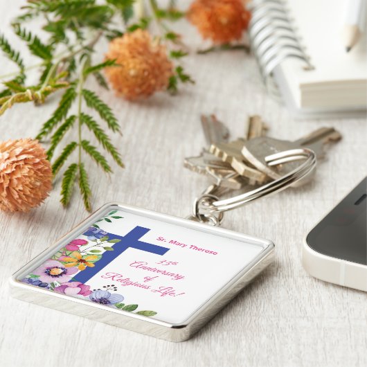 35e Jubileum Nun Religious Life personaliseren Sleutelhanger (Zijkant)