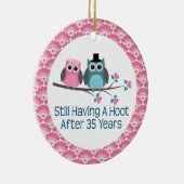 35e Jubileum Owl Wedding Jubilea Gift Keramisch Ornament (Rechts)