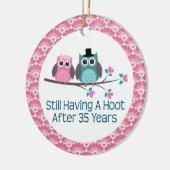 35e Jubileum Owl Wedding Jubilea Gift Keramisch Ornament (Links)