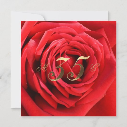 35e Jubileum Rood rozen Hart Elegant Kaart (Voorkant)