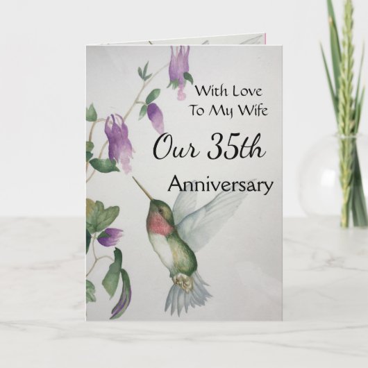 35e Jubileum Vrouw  Hummingbird Kaart (Voorkant)