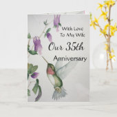 35e Jubileum Vrouw  Hummingbird Kaart (Gele Bloem)