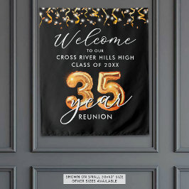 35e klas reünie welkom zwarte Sinaasappels ballon Wandkleed