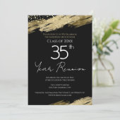 35e klas reünie zwart en goud uitnodiging (Staand voorkant)