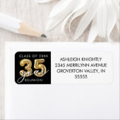 35e klas reünie zwarte gouden ballon nummers etiket (Insitu)