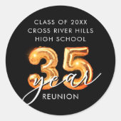 35e klas reünie zwarte Sinaasappels ballonnummers Ronde Sticker (Voorkant)