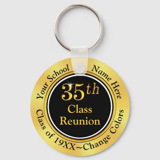 35e-klas Reunion Gifts, Black and Gold Sleutelhanger (Voorkant)