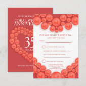 35e koraal bruiloft jubileum hart antwoordkaart RSVP kaartje (Voorkant / Achterkant)