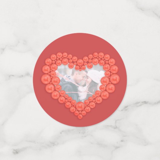 35e koraal bruiloft jubileum hart foto confetti (Kleine voorkant)