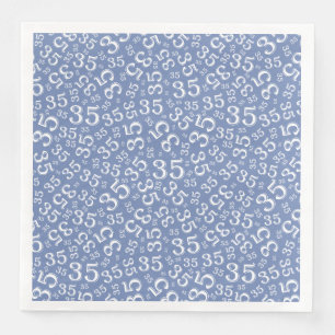 35e Leeftijd Willekeurig Getal Patroon Blauw/Wit Servet