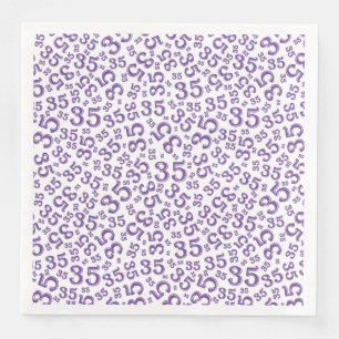 35e Leeftijd Willekeurig Getal Patroon Paarse/Wit Servet