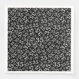 35e Leeftijd Willekeurig Getal Patroon Zwart/Wit Servet