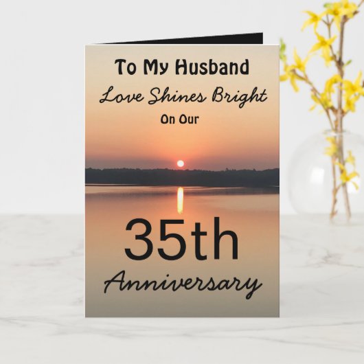 35e liefde straalt helder jubileum Huwelijk Kaart (Gele Bloem)