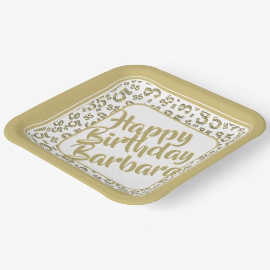 35e Partij Willekeurige Nummer Patroon Goud/Wit Papieren Bordje (Gebogen)