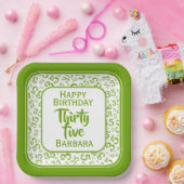 35e Partij Willekeurige Nummer Patroon Groen/Wit Papieren Bordje (Feest)