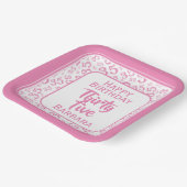 35e Partij Willekeurige Nummer Patroon Roze/Wit Papieren Bordje (Gebogen)