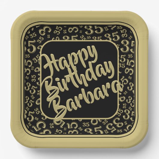 35e Partij Willekeurige Nummer Patroon Zwart/Goud Papieren Bordje (Voorkant)