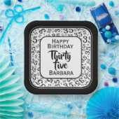 35e Partij Willekeurige Nummer Patroon Zwart/Wit Papieren Bordje (Feest)