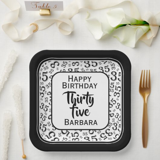 35e Partij Willekeurige Nummer Patroon Zwart/Wit Papieren Bordje (Huwelijk)