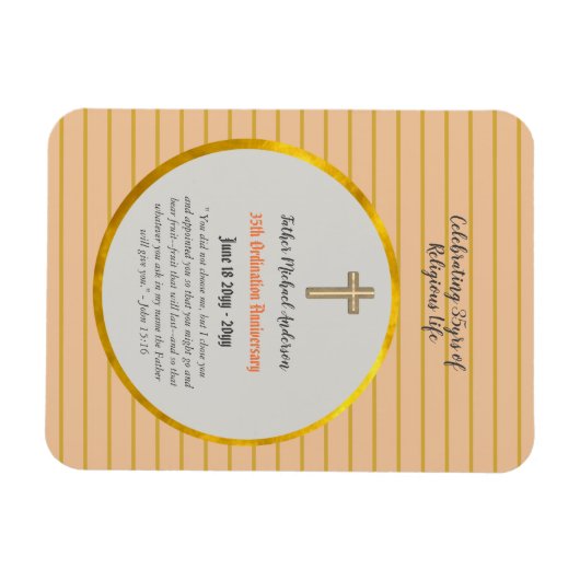 35e Priesterwijding Jubileum Priester Saffier Goud Magneet (Horizontaal)