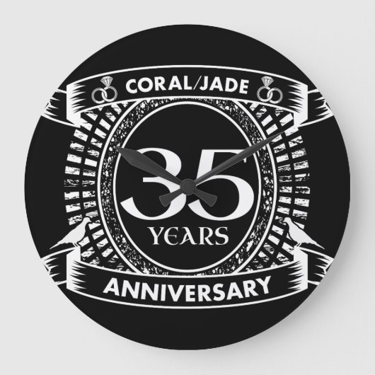 35e trouwdag Coral Jade crest Grote Klok (Voorkant)