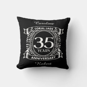 35e trouwdag Coral Jade crest Kussen