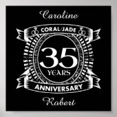 35e trouwdag Coral Jade crest Poster (Voorkant)