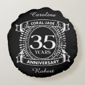 35e trouwdag Coral Jade crest Rond Kussen (Achterkant)